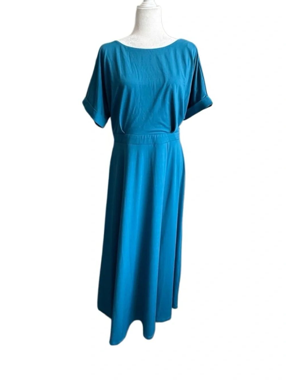 Alexia Admor Lana Midi Dress Turquoise Teal Slit Semi-Formal SZ L NEW - Picture 2 of 15
